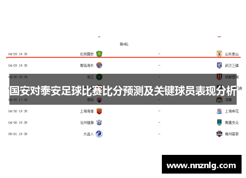 国安对泰安足球比赛比分预测及关键球员表现分析